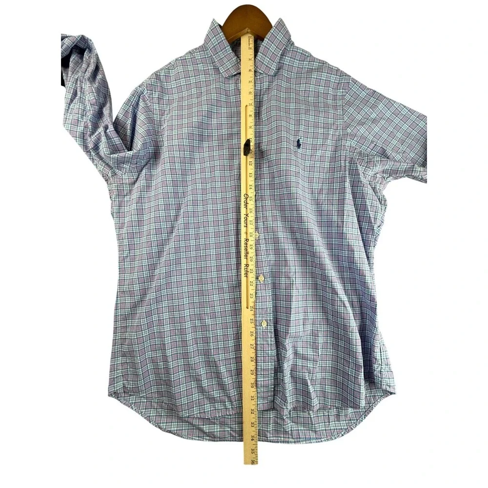 Polo Ralph Lauren Shirt Men size XL TG Pink Blue Green Button Plaid Classic Fit